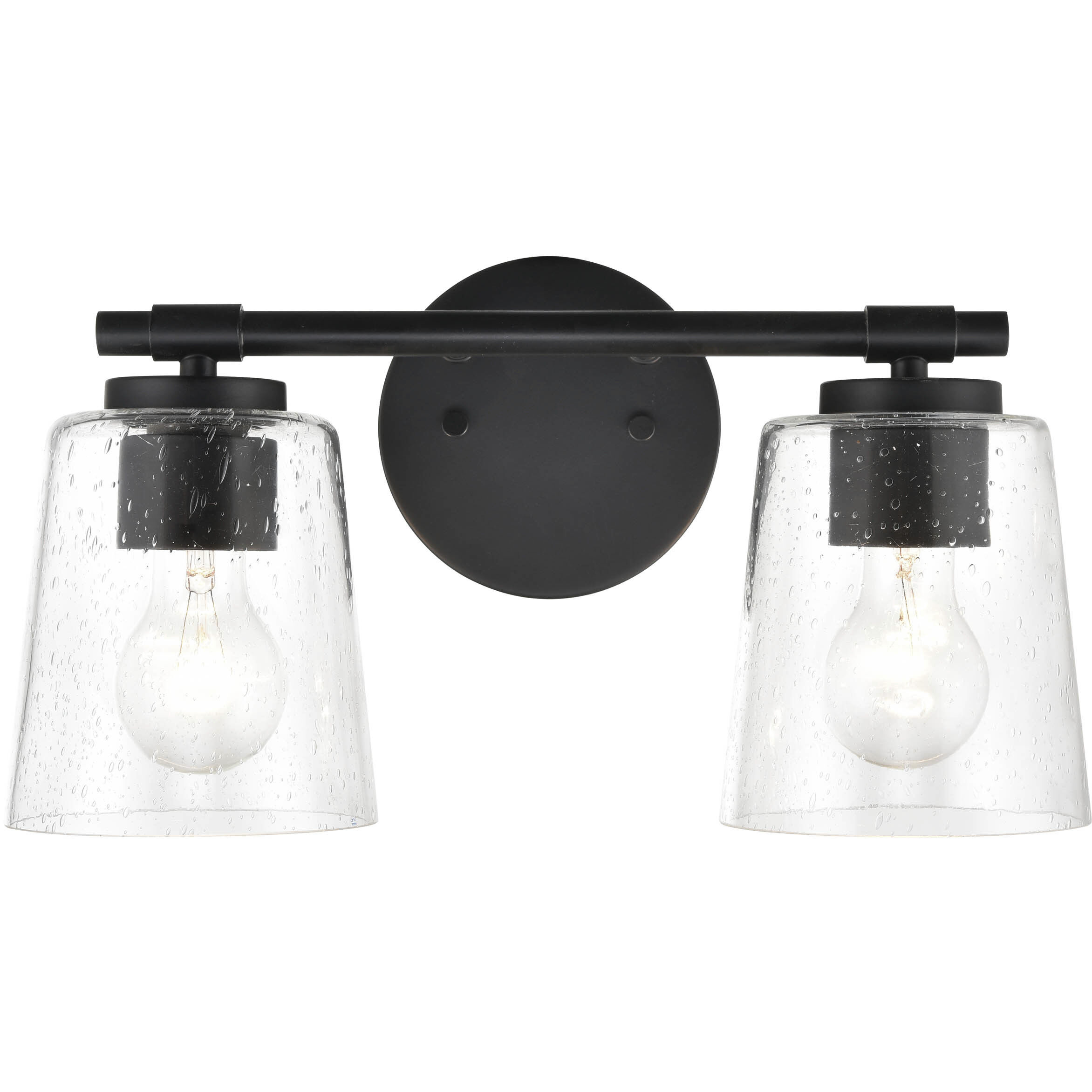 None 2 Light 15 inch Matte Black Bathroom Vanity Light Wall Light